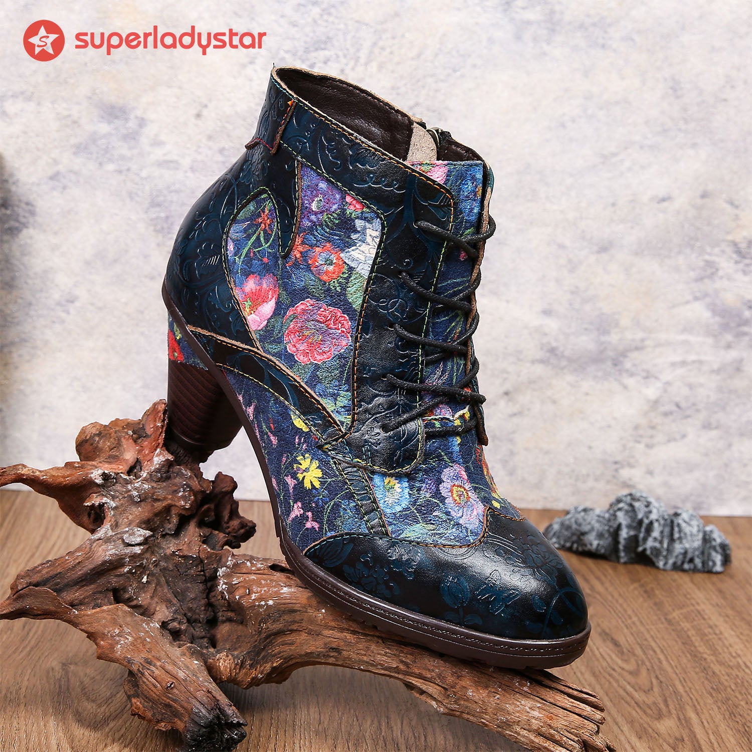 Retro Handmade Leather Patchwork Ankle Boots