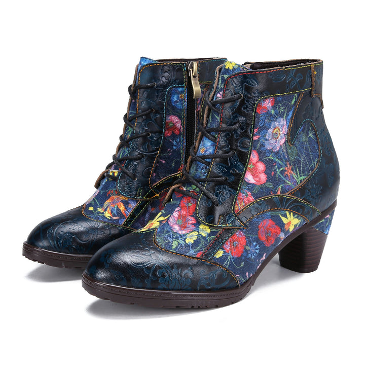 Retro Handmade Leather Patchwork Ankle Boots