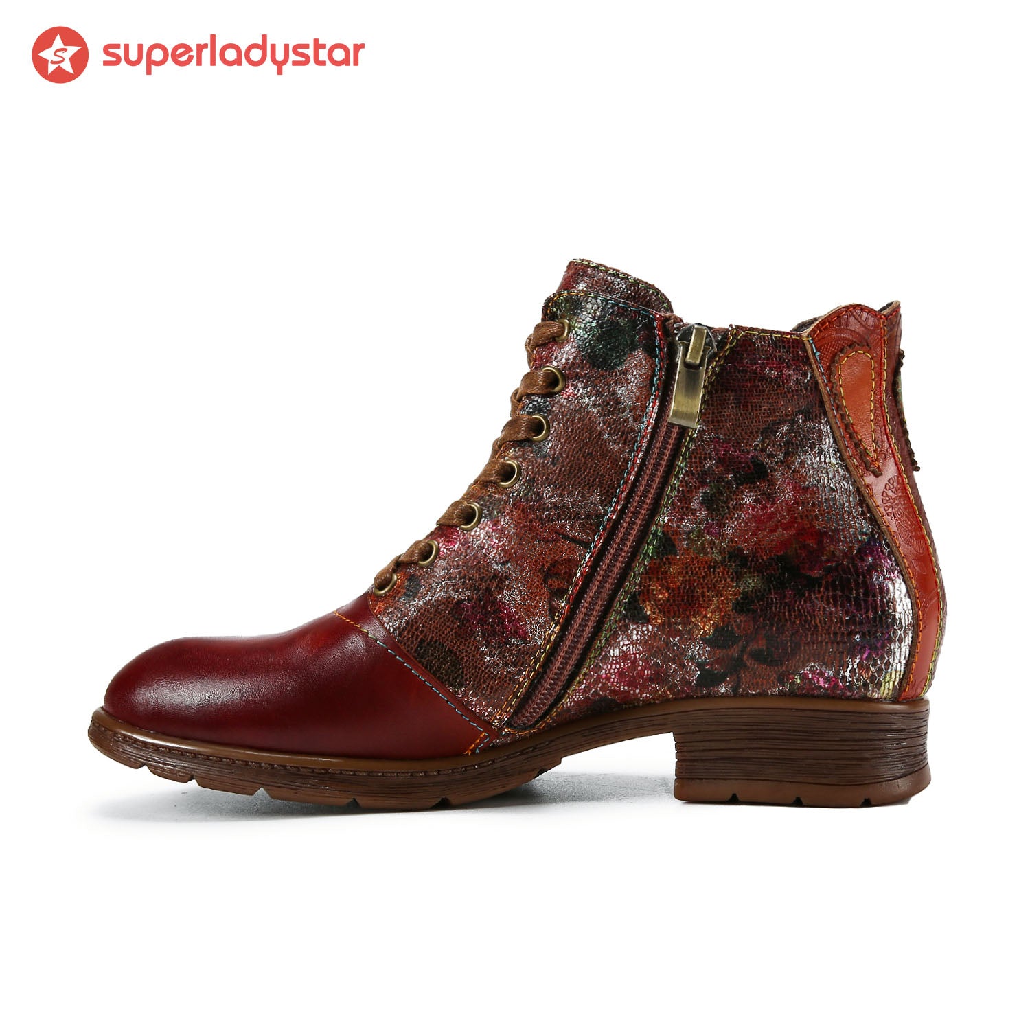 Handmade Leather Colorful Comfy Flat Ankle Boots