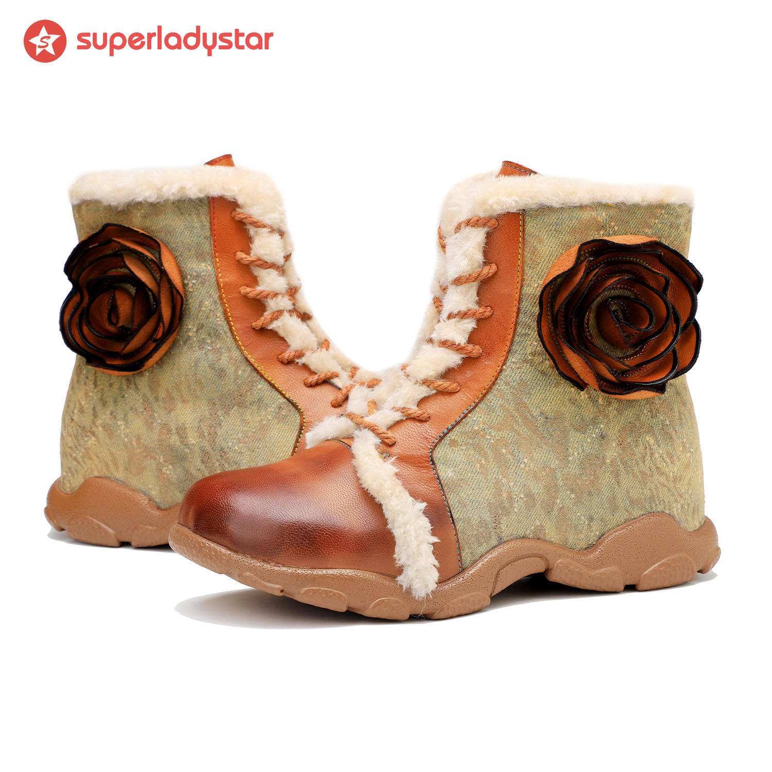 Orangefarbene Rosen samtbezogene Wanderschuhe