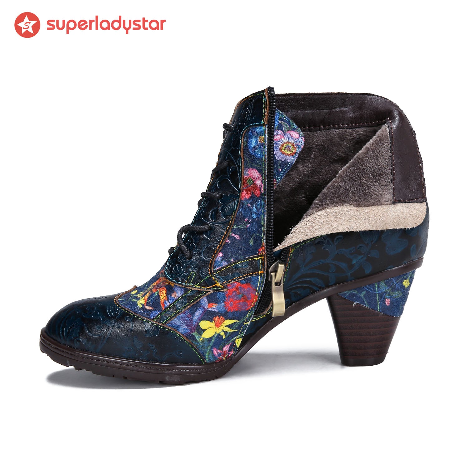 Retro Handmade Leather Patchwork Ankle Boots