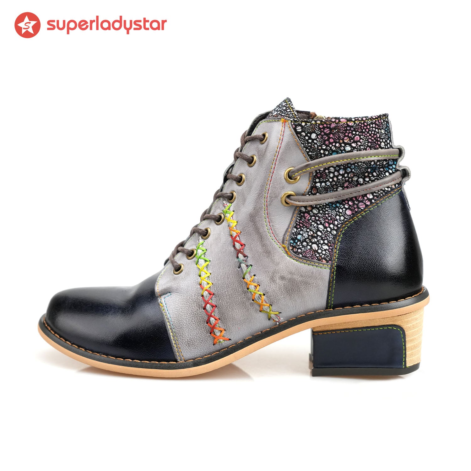 Retro Leather Patchwork Casual Comfort Ankle Boots