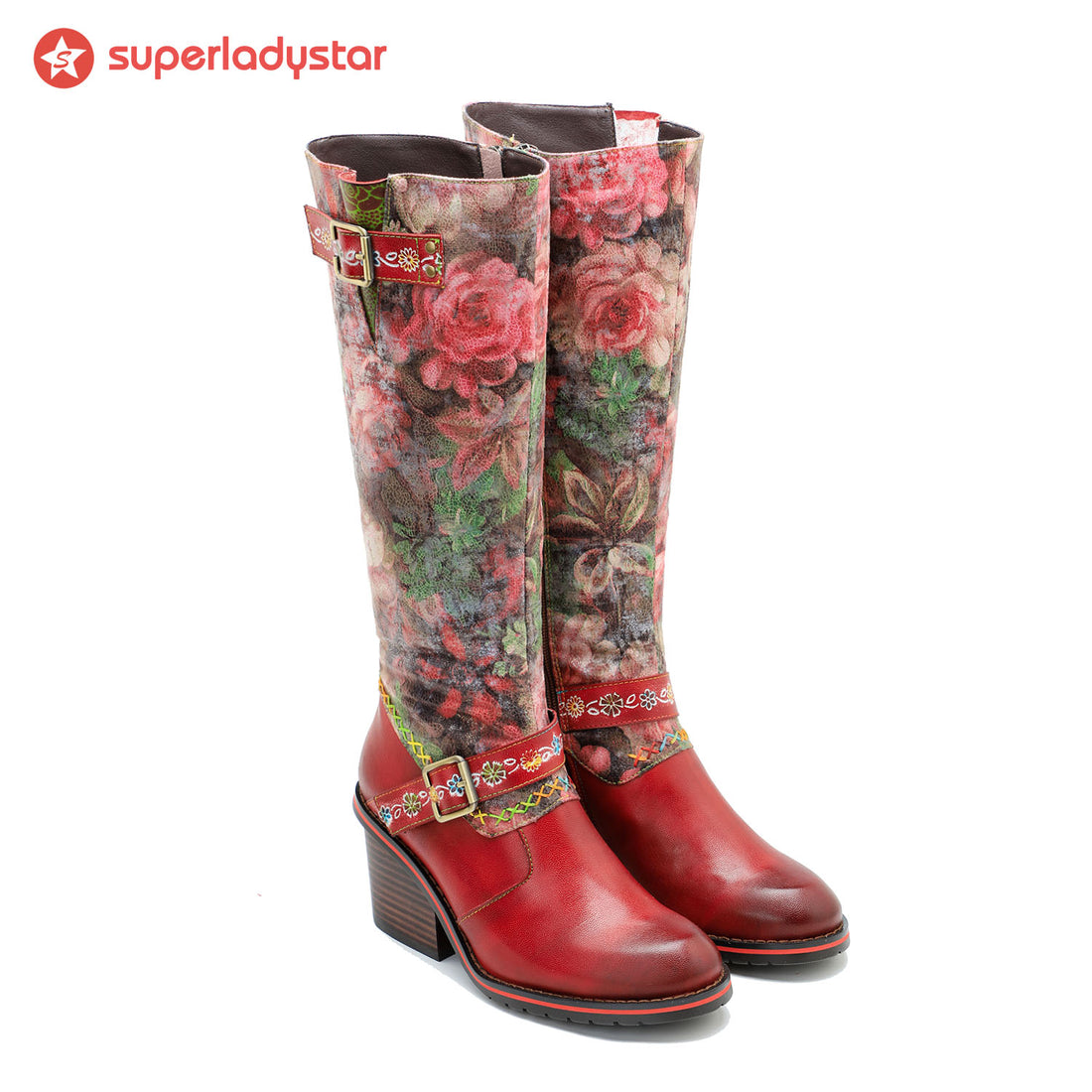 Vintage-gedruckte handgefertigte Blumenstiefel