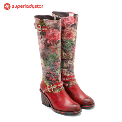 Vintage Printed Hand-made Floral Boots