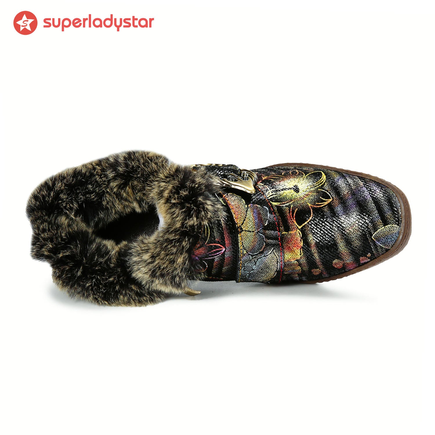 Colorful Comfortable Fur Collar Warm Shoes