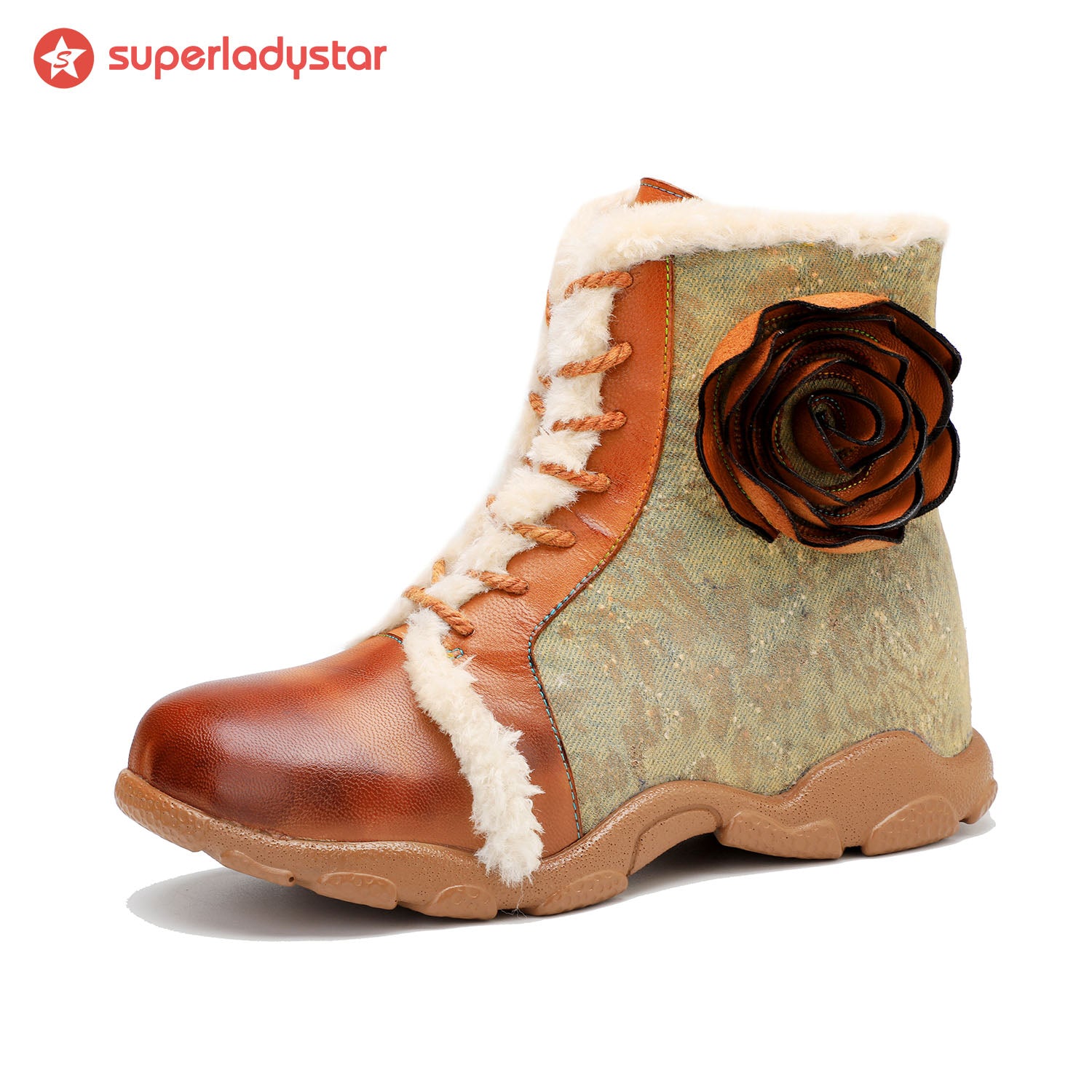 Orange Rose Velvet-Trimmed Walking Shoes