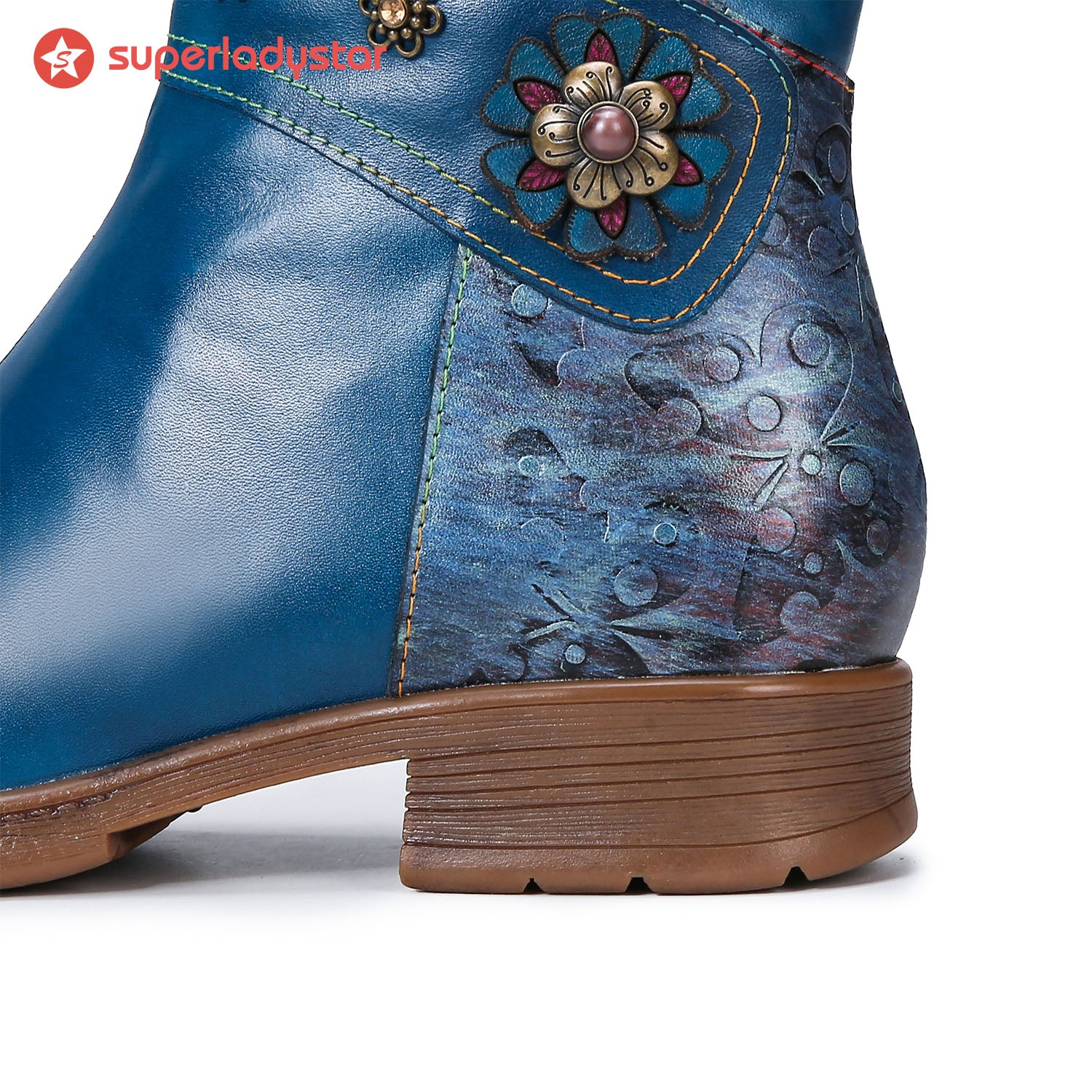 Botas de tornozelo floral pintado de retro