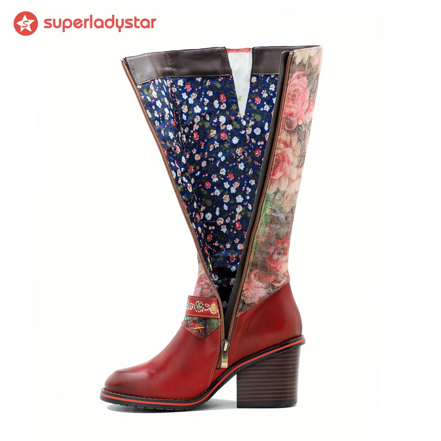 Vintage-gedruckte handgefertigte Blumenstiefel