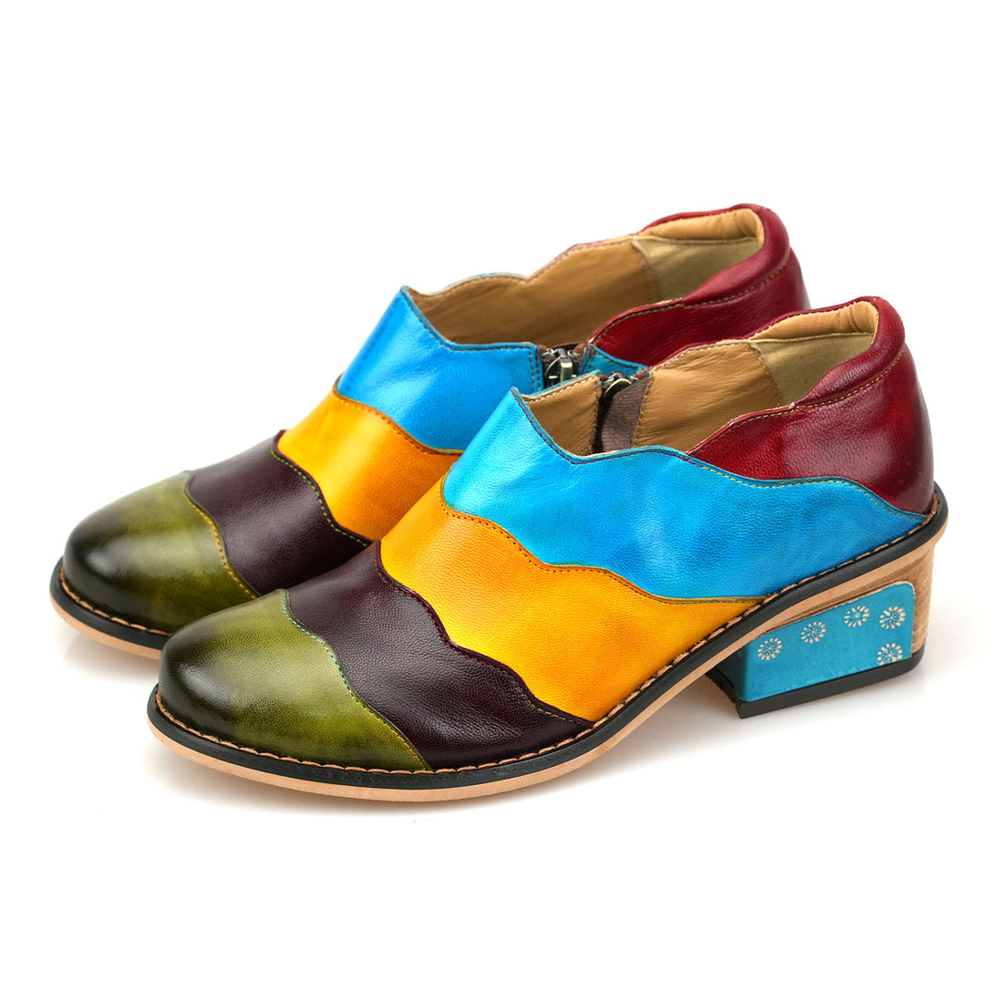 Handgefertigter Vintage Rainbow Dreamland Flat Schuhe