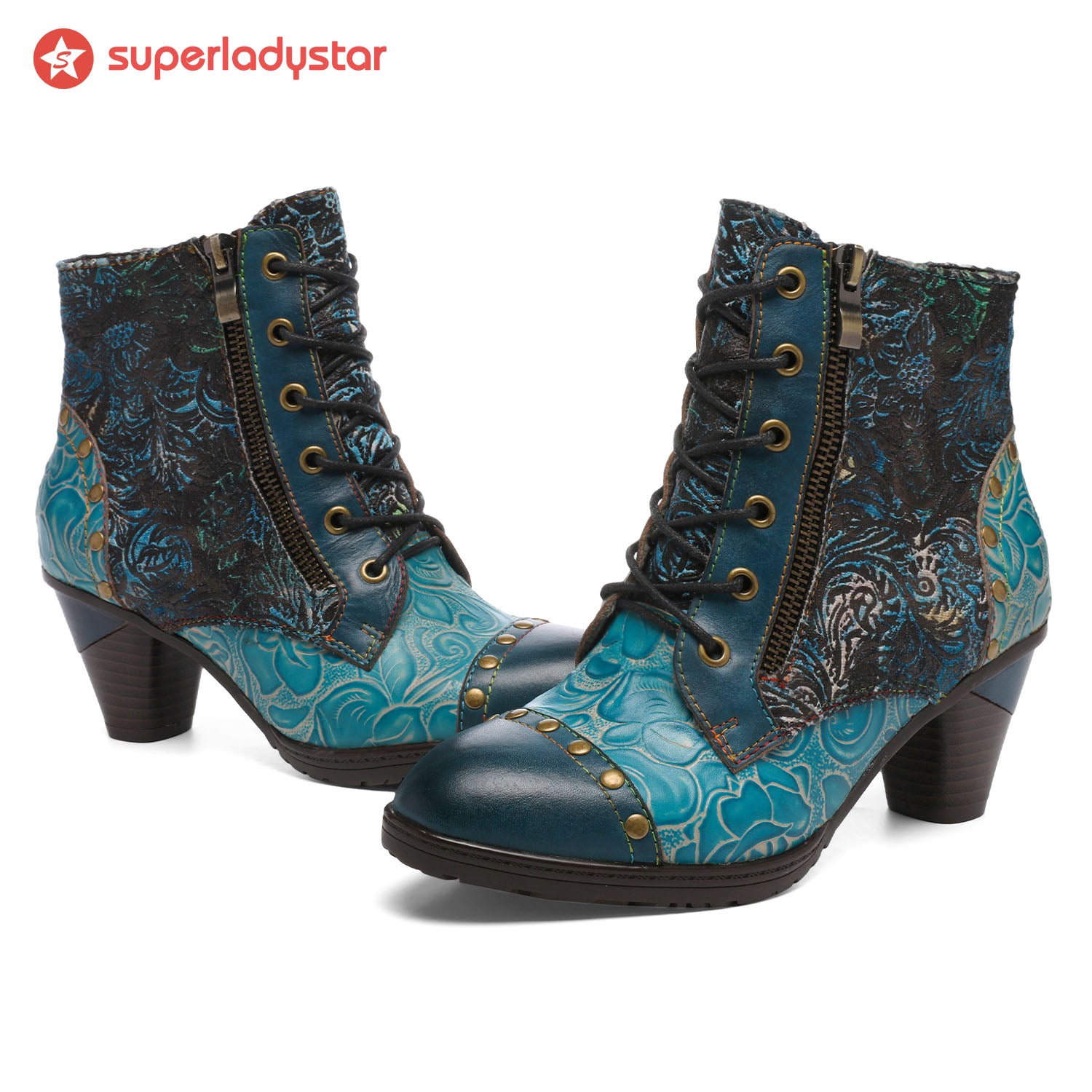 Retro Handmade Leather Patchwork Ankle Boots