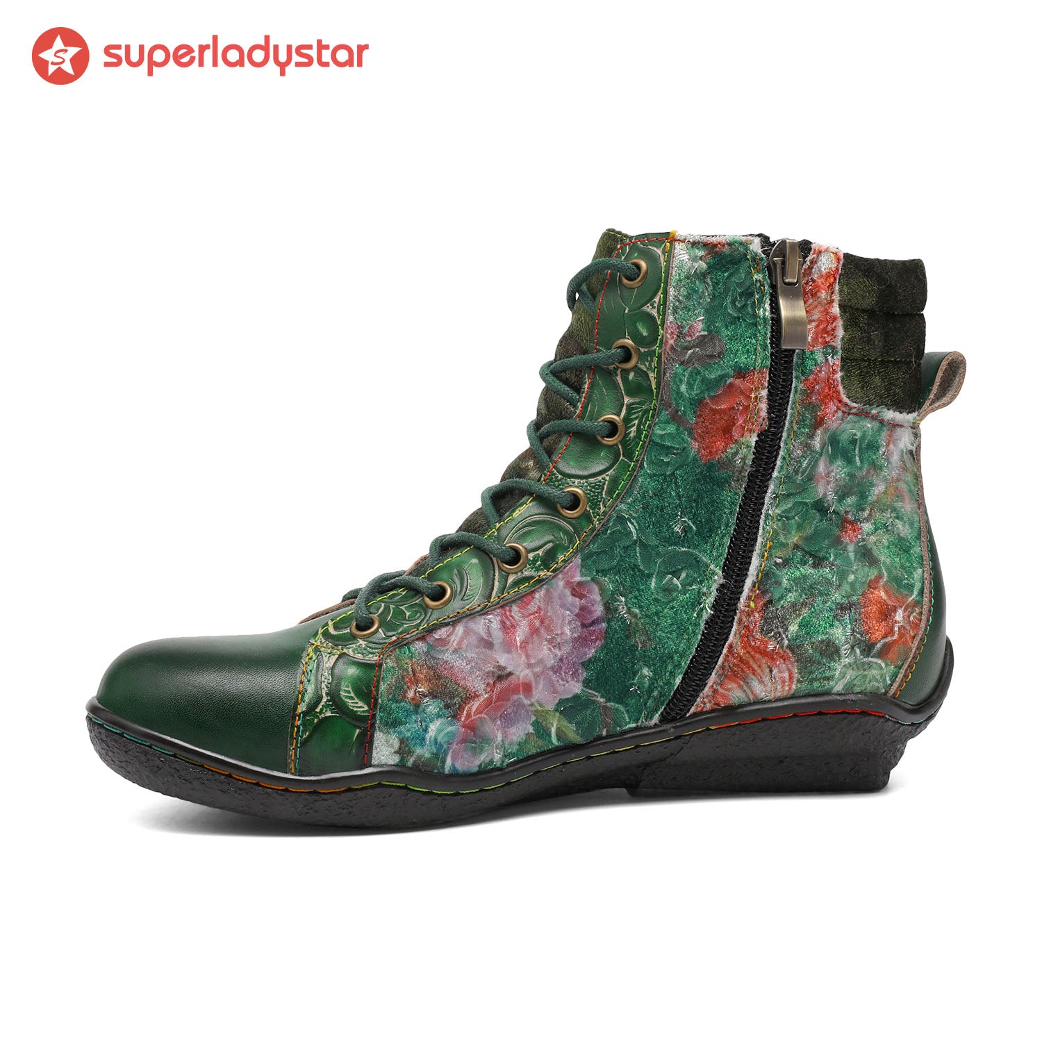 Handcrafted Vintage Stylish Comfort Printed Walking Boots