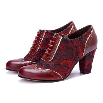 Vintage Handmade Red Rose Pumps