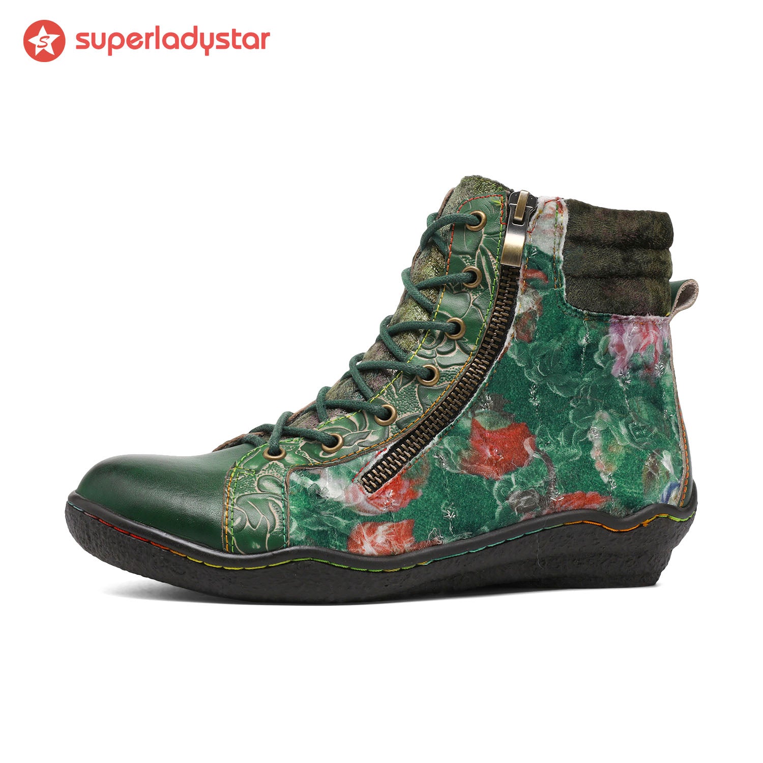 Handcrafted Vintage Stylish Comfort Printed Walking Boots