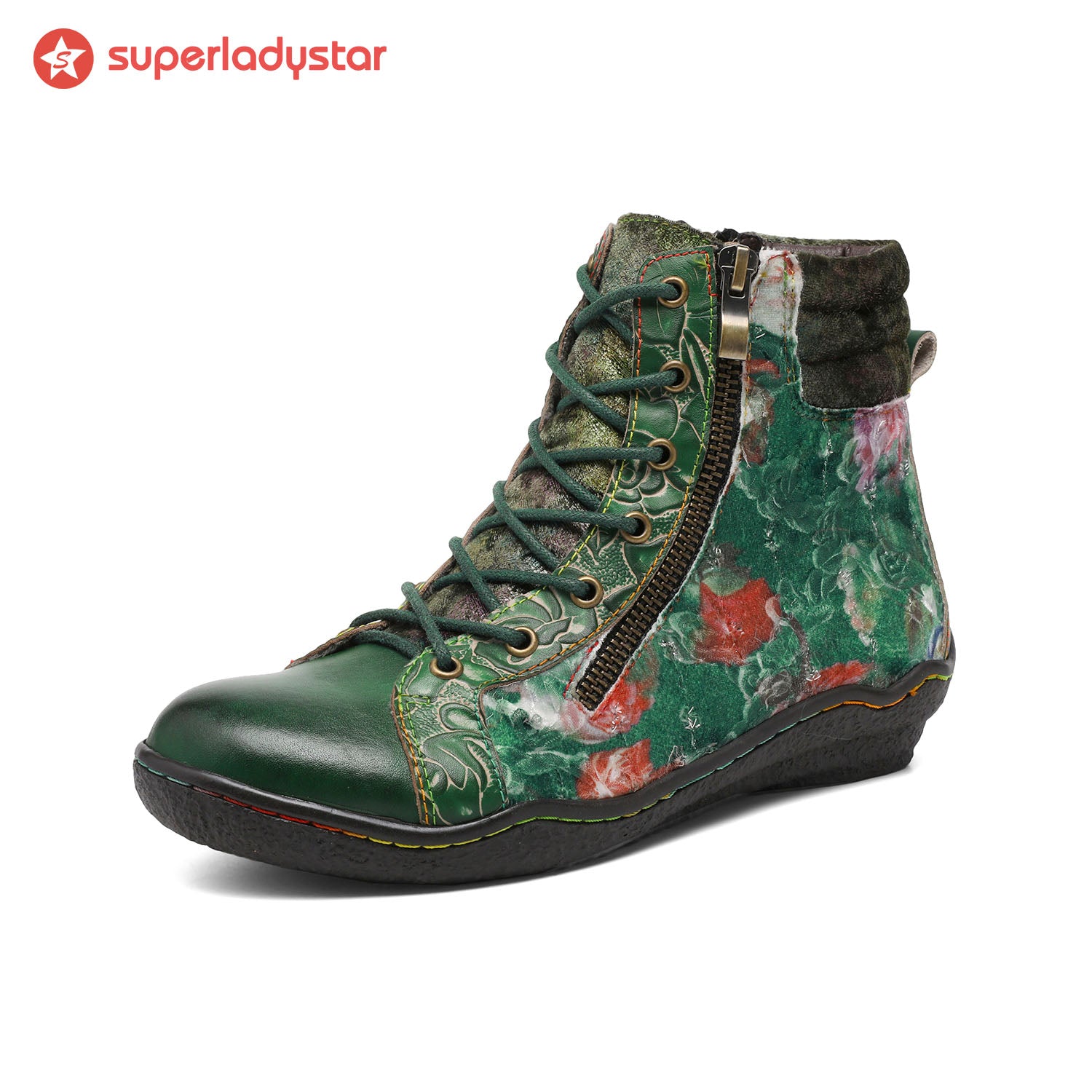 Handcrafted Vintage Stylish Comfort Printed Walking Boots