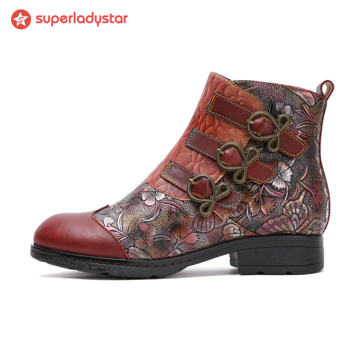 Genuine Leather Hand Painted Boots