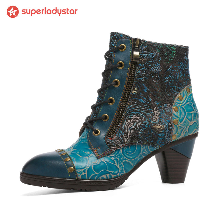 Retro Handmade Leather Patchwork Ankle Boots