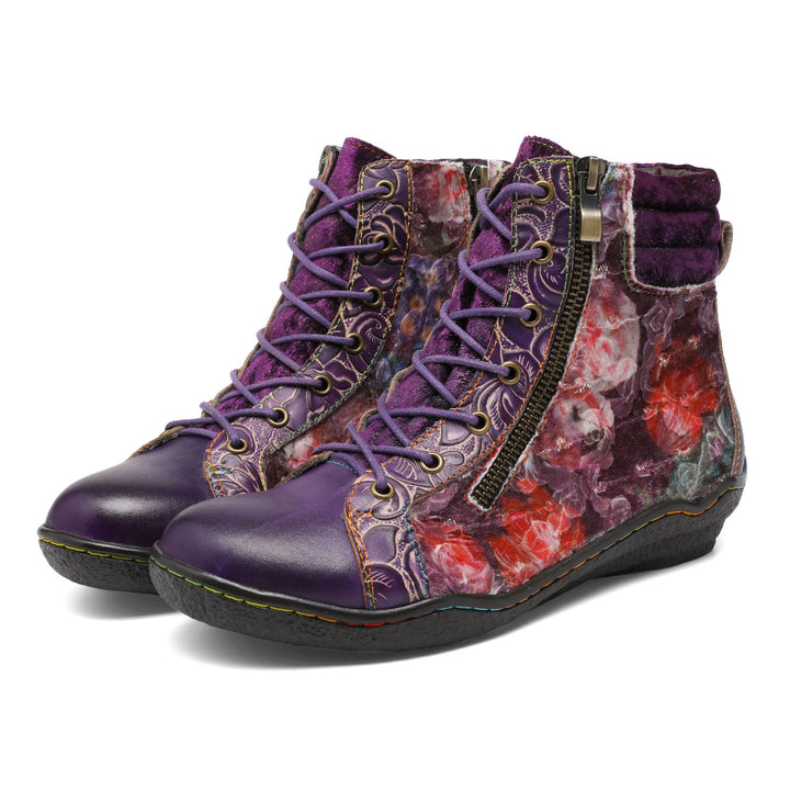 Handcrafted Vintage Stylish Comfort Printed Walking Boots