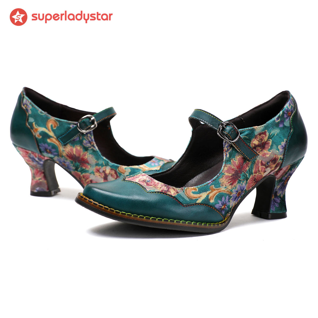 Retro Handmade Floral Elegant Pumps