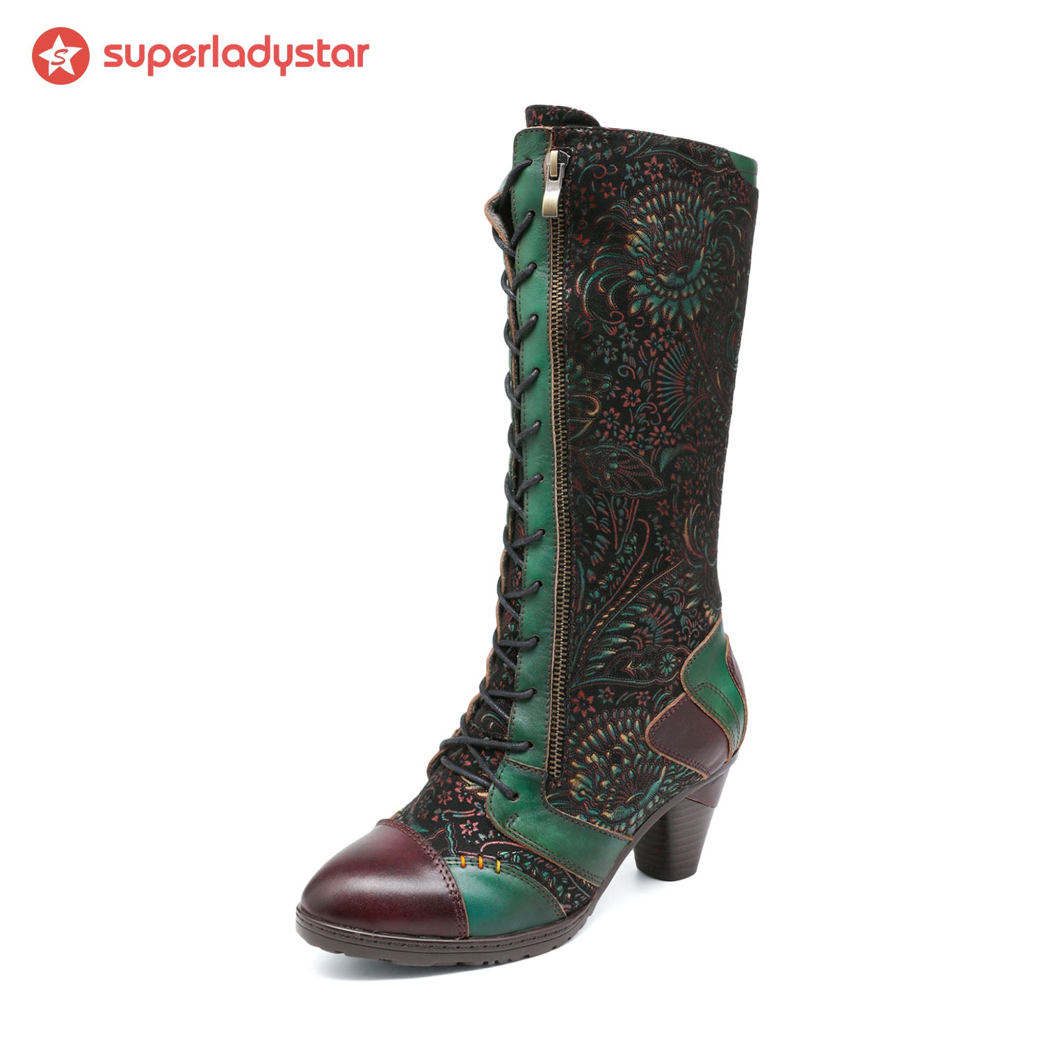 Retro handgefertigte Leder -Patchwork -Stiefel