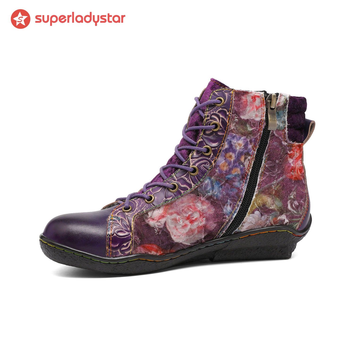 Handcrafted Vintage Stylish Comfort Printed Walking Boots