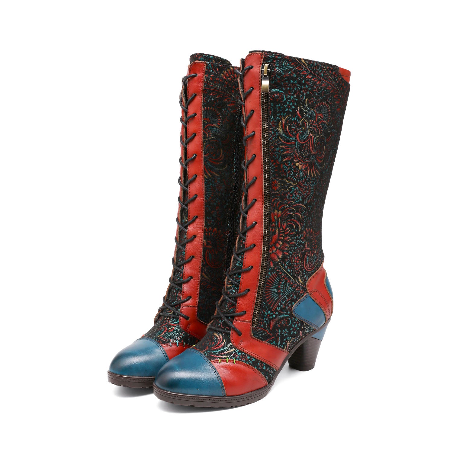 Retro handgefertigte Leder -Patchwork -Stiefel