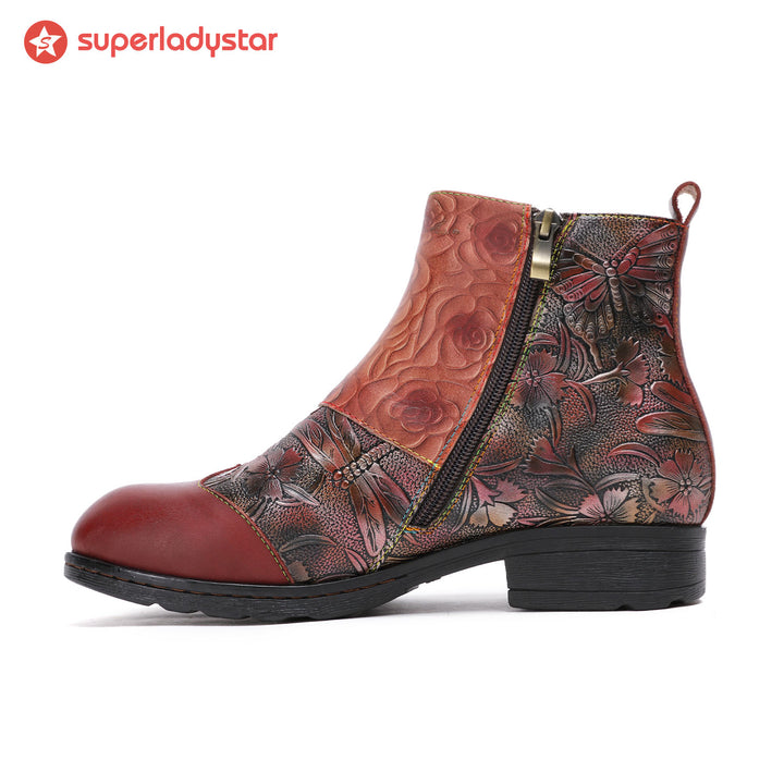 Genuine Leather Hand Painted Boots