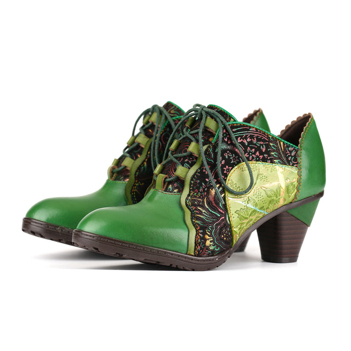 Pompe patchwork retrò in pelle fatta a mano