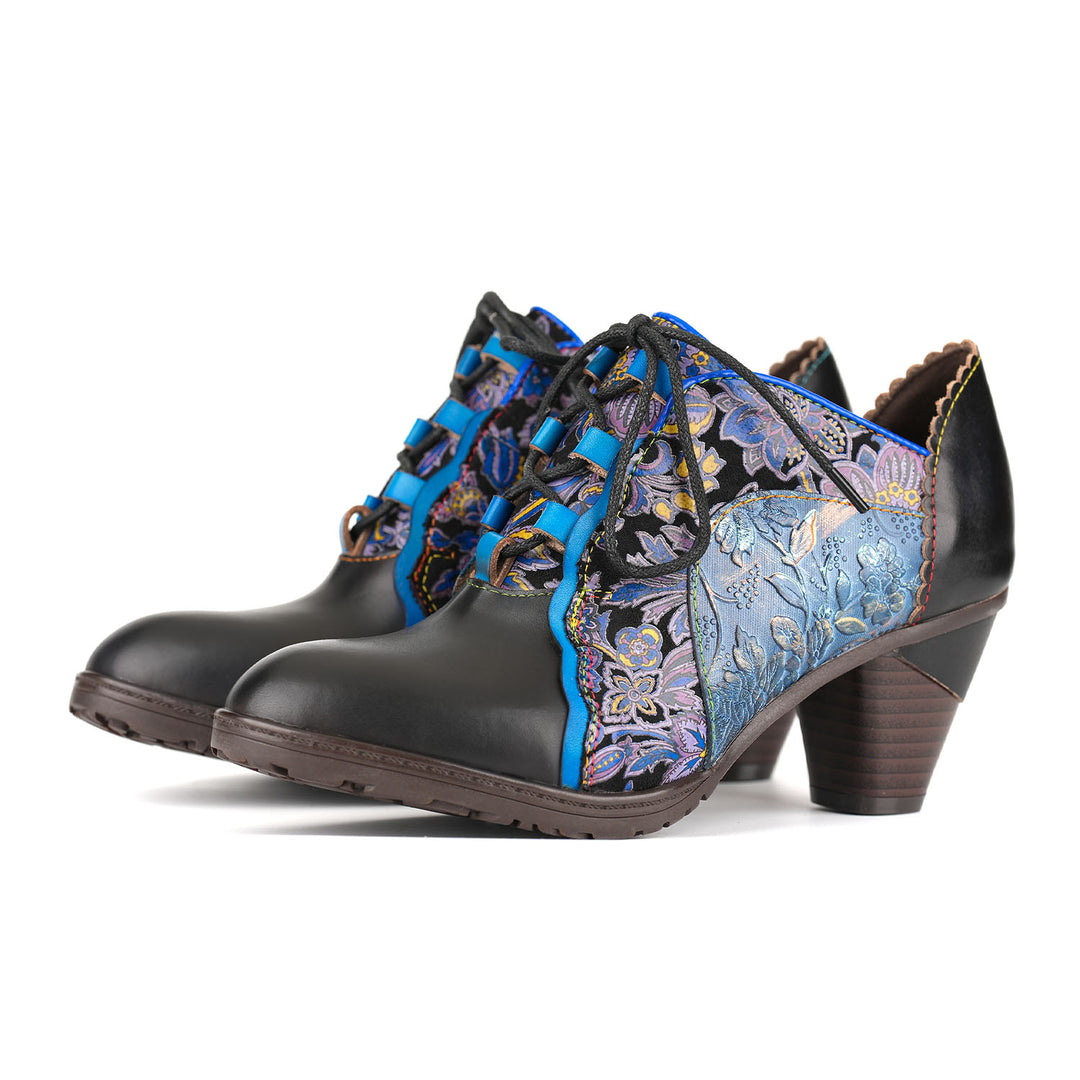 Pompe patchwork retrò in pelle fatta a mano