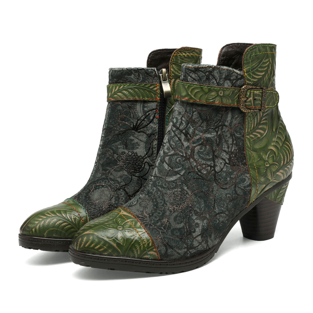 Vintage Handmade Rosy Patchwork Ankle Boots