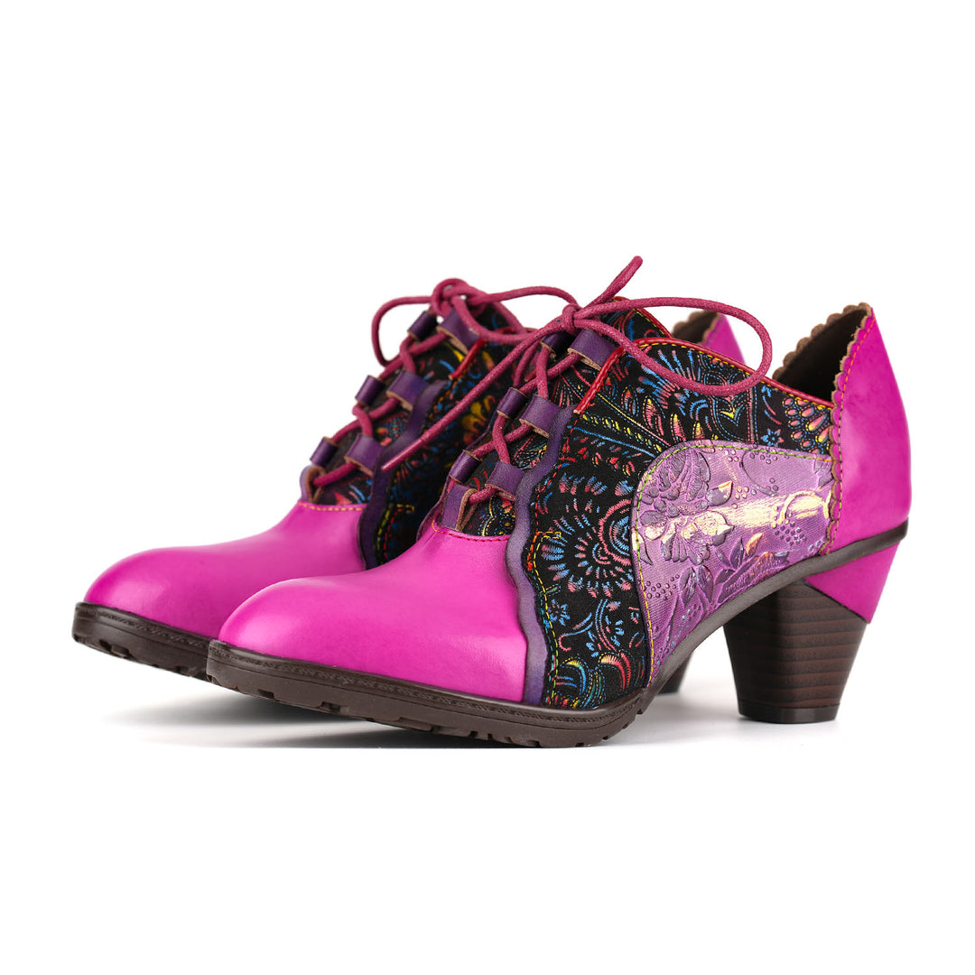 Pompe patchwork retrò in pelle fatta a mano