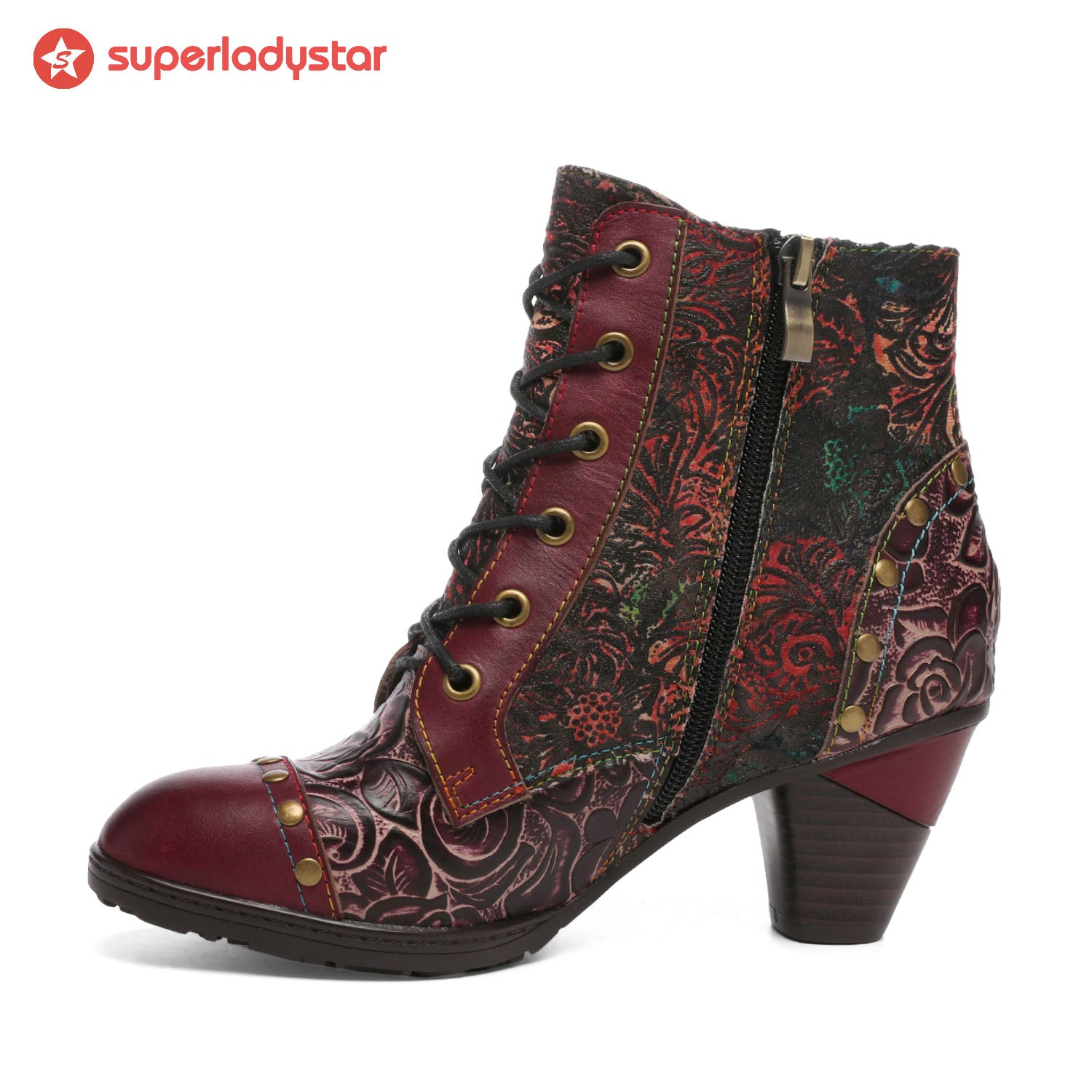 Retro Handmade Leather Patchwork Ankle Boots