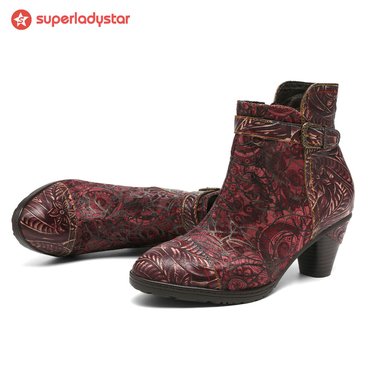 Vintage Handmade Rosy Patchwork Ankle Boots