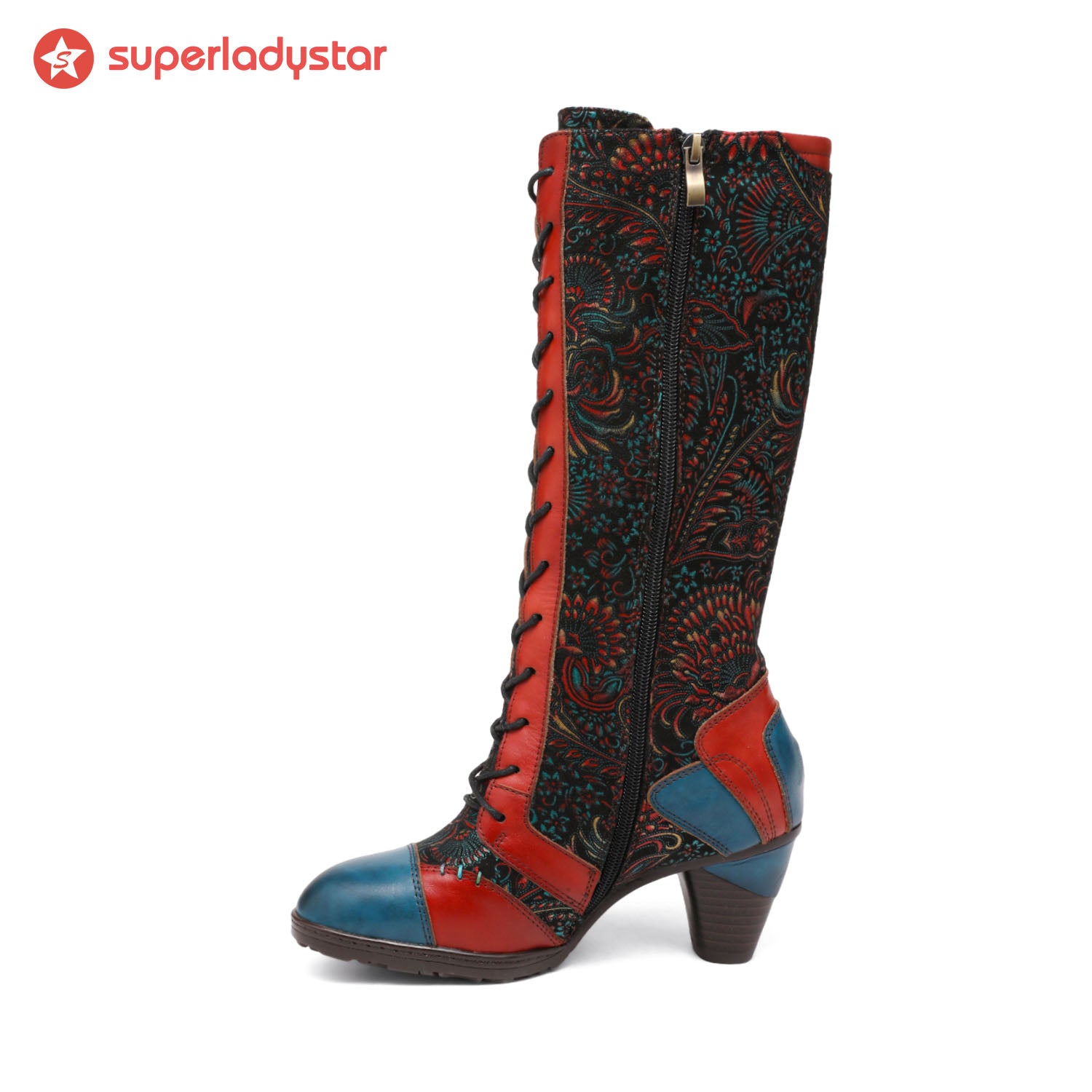 Retro handgefertigte Leder -Patchwork -Stiefel