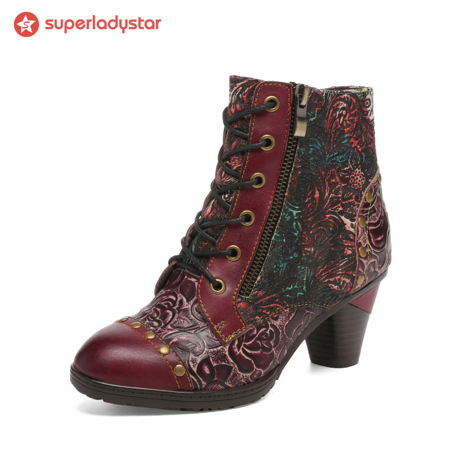 Retro Handmade Leather Patchwork Ankle Boots