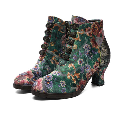 Retro Handmade Radiant Pattern Ankle Boots