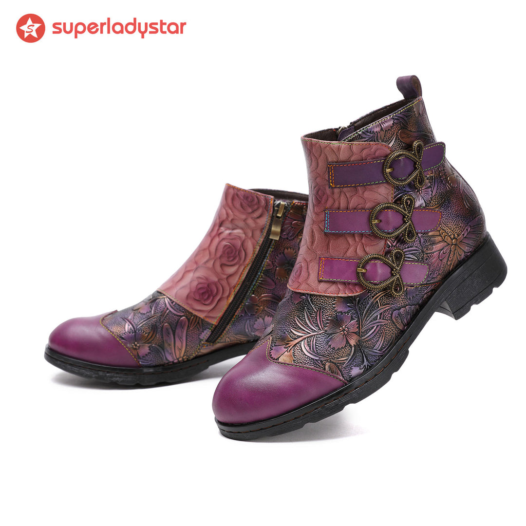 Genuine Leather Hand Painted Boots