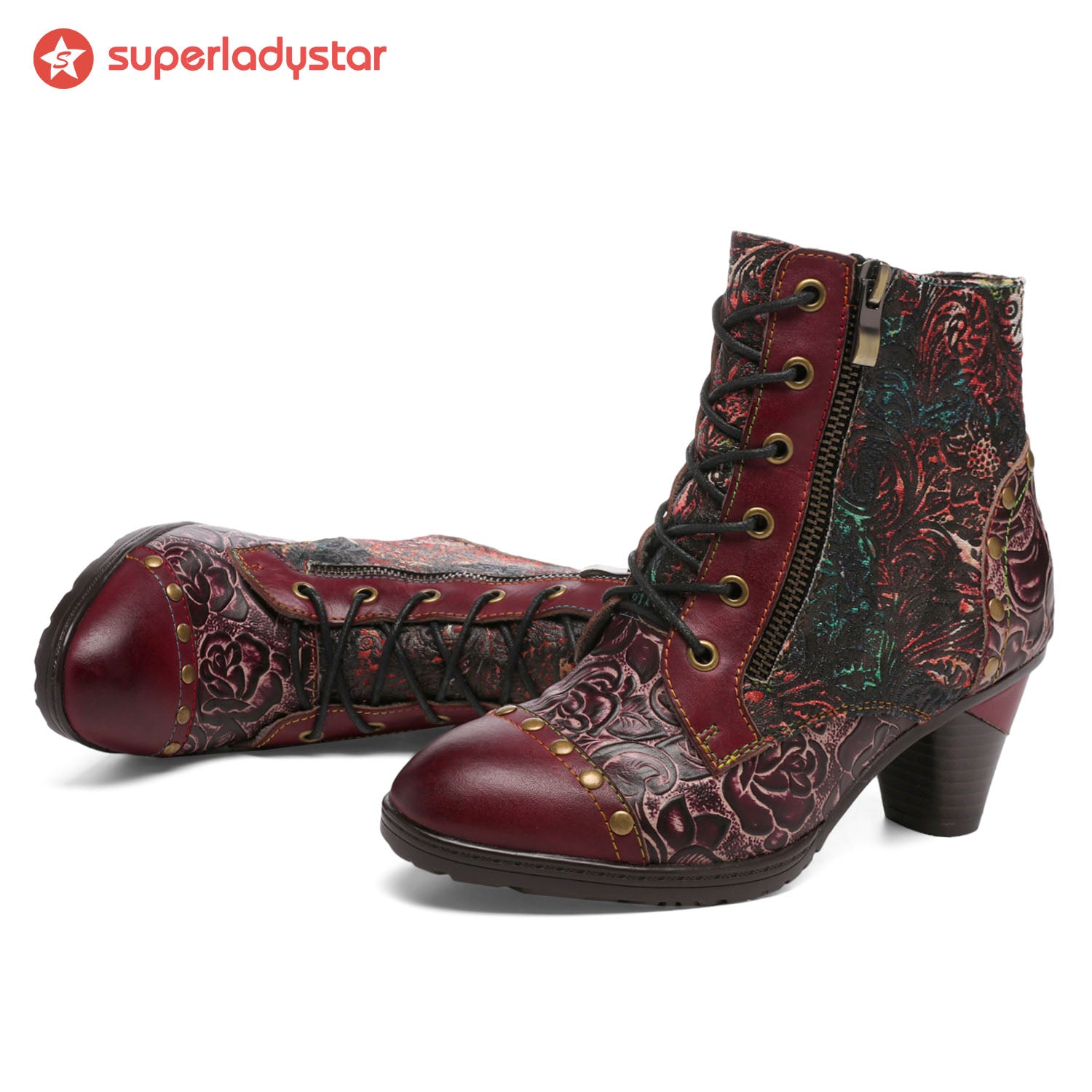 Retro Handmade Leather Patchwork Ankle Boots