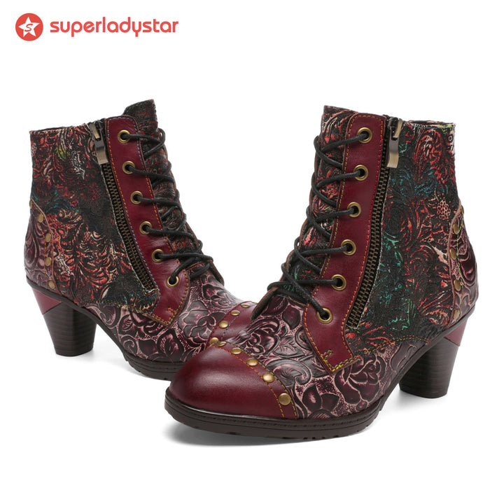 Retro Handmade Leather Patchwork Ankle Boots