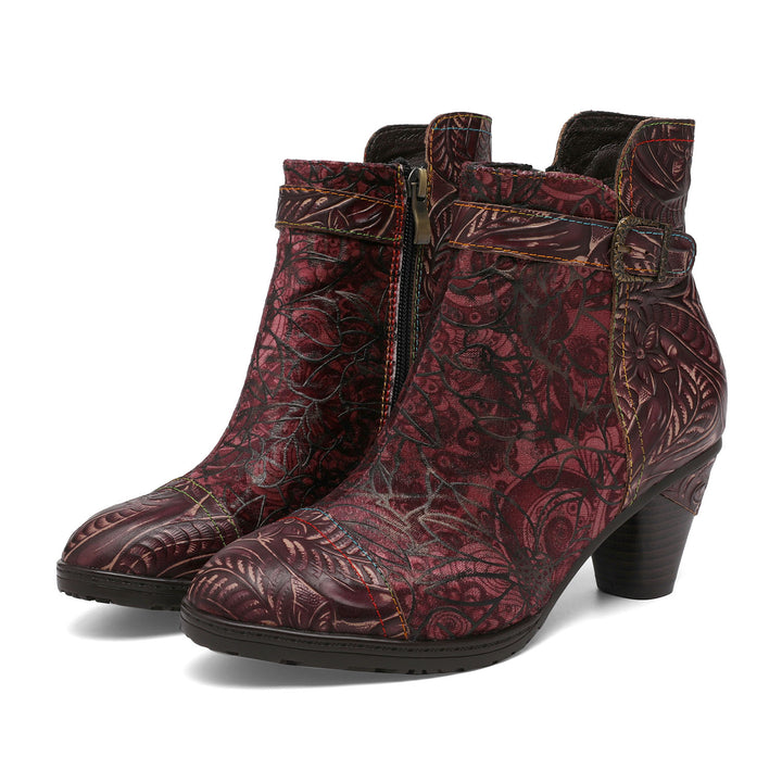 Vintage Handmade Rosy Patchwork Ankle Boots