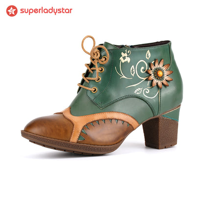 Elegant Vintage Embossed Lace-up Shoes