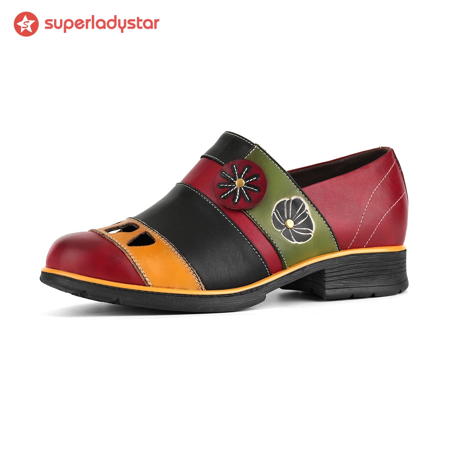 Floral Color-Block Loafers Flats