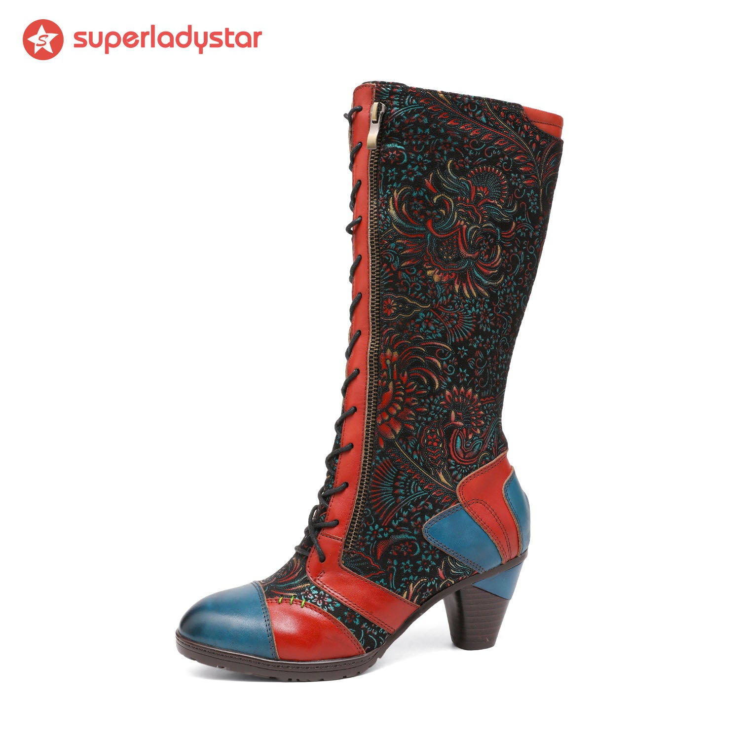 Retro handgefertigte Leder -Patchwork -Stiefel