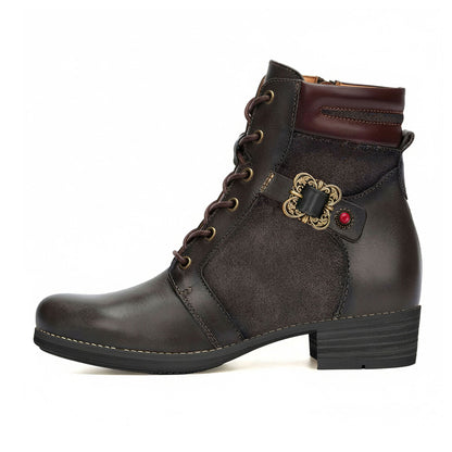Retro Antique Charm Lace-Up Ankle Boots (Pre-order)