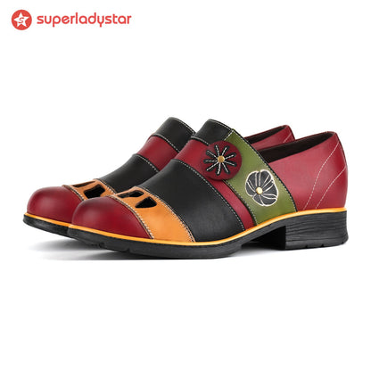 Floral Color-Block Loafers Flats