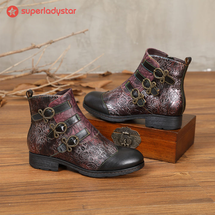 Genuine Leather Hand Painted Boots