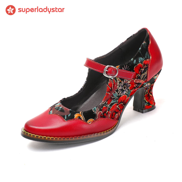 Retro Handmade Floral Elegant Pumps