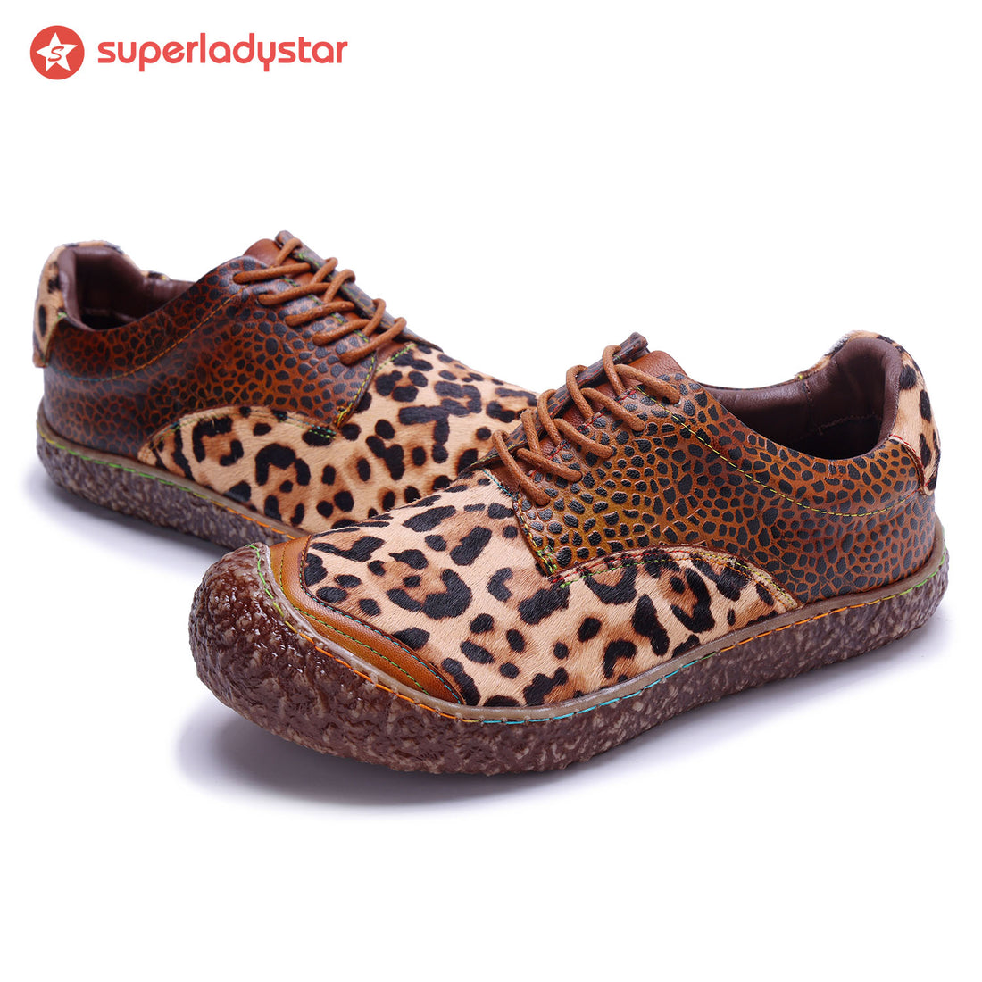 Flats de impressão casual e casual de leopardo vintage