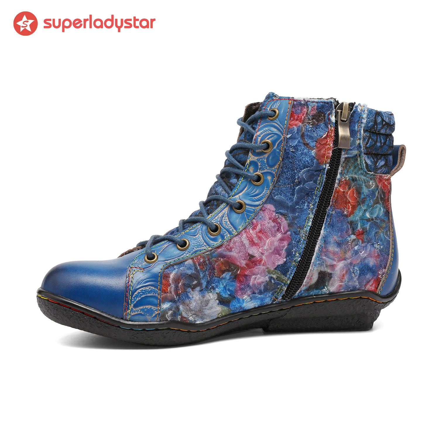 Handcrafted Vintage Stylish Comfort Printed Walking Boots