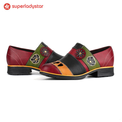 Floral Color-Block Loafers Flats