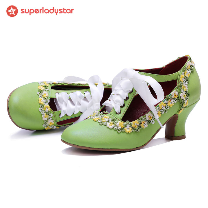 Bombas vintage floral de Spring Daisy